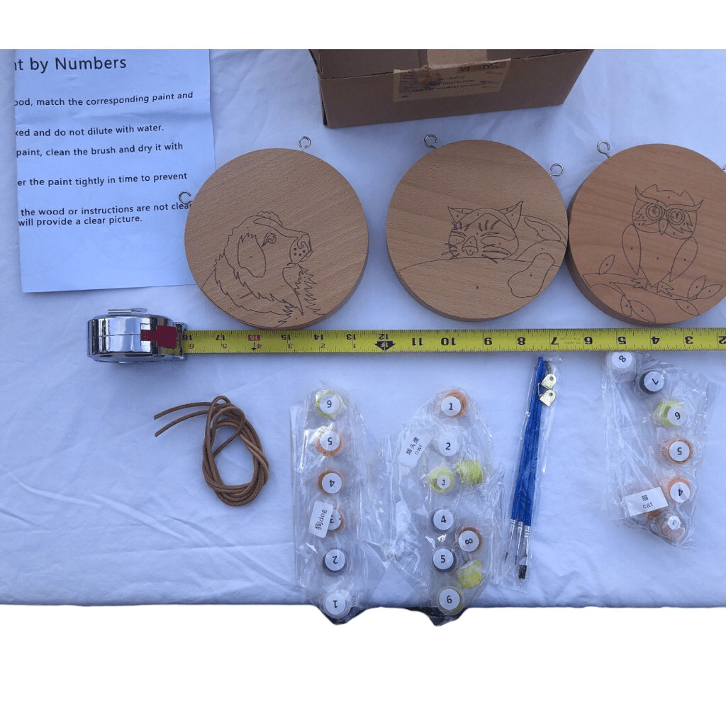 Paint by numbers hanging ornament wood decor kit-owl, cat, dog