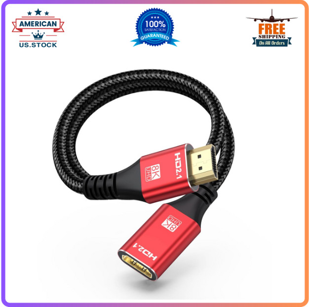 8K HDMI Extension Cable 1.5FT, HDMI 2.1 Male to Female 8K@60Hz, 4K@120Hz, HDR