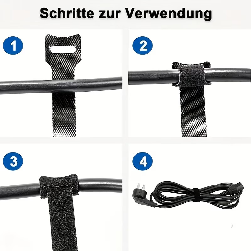 50 Pcs Reusable Cable Ties, Multipurpose Nylon Hook & Loop Straps, Cord Organ