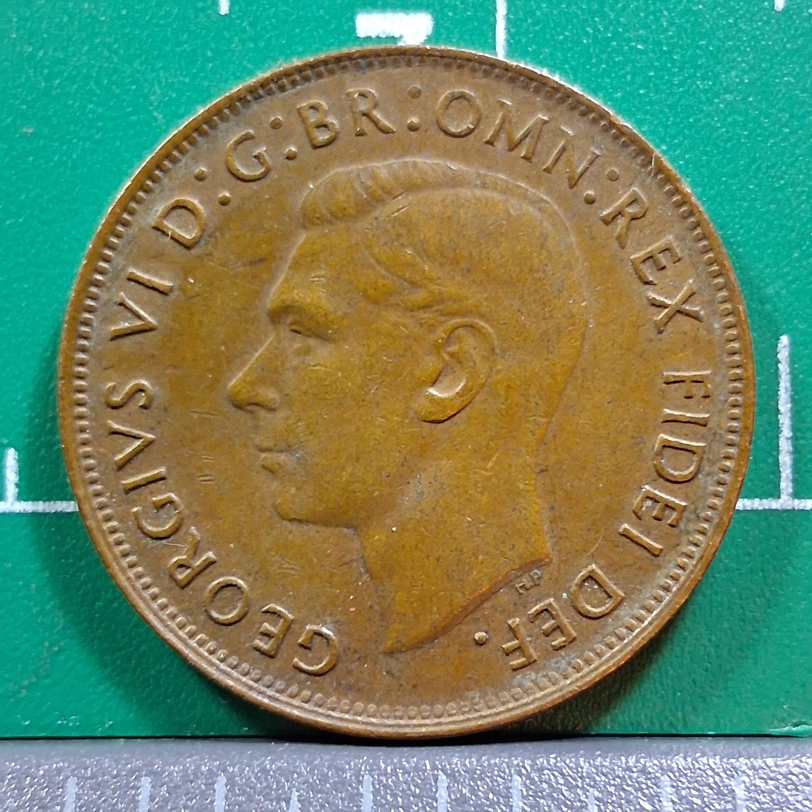1951 Australia King George VI / Bounding Kangaroo Penny Bronze Currency Coin