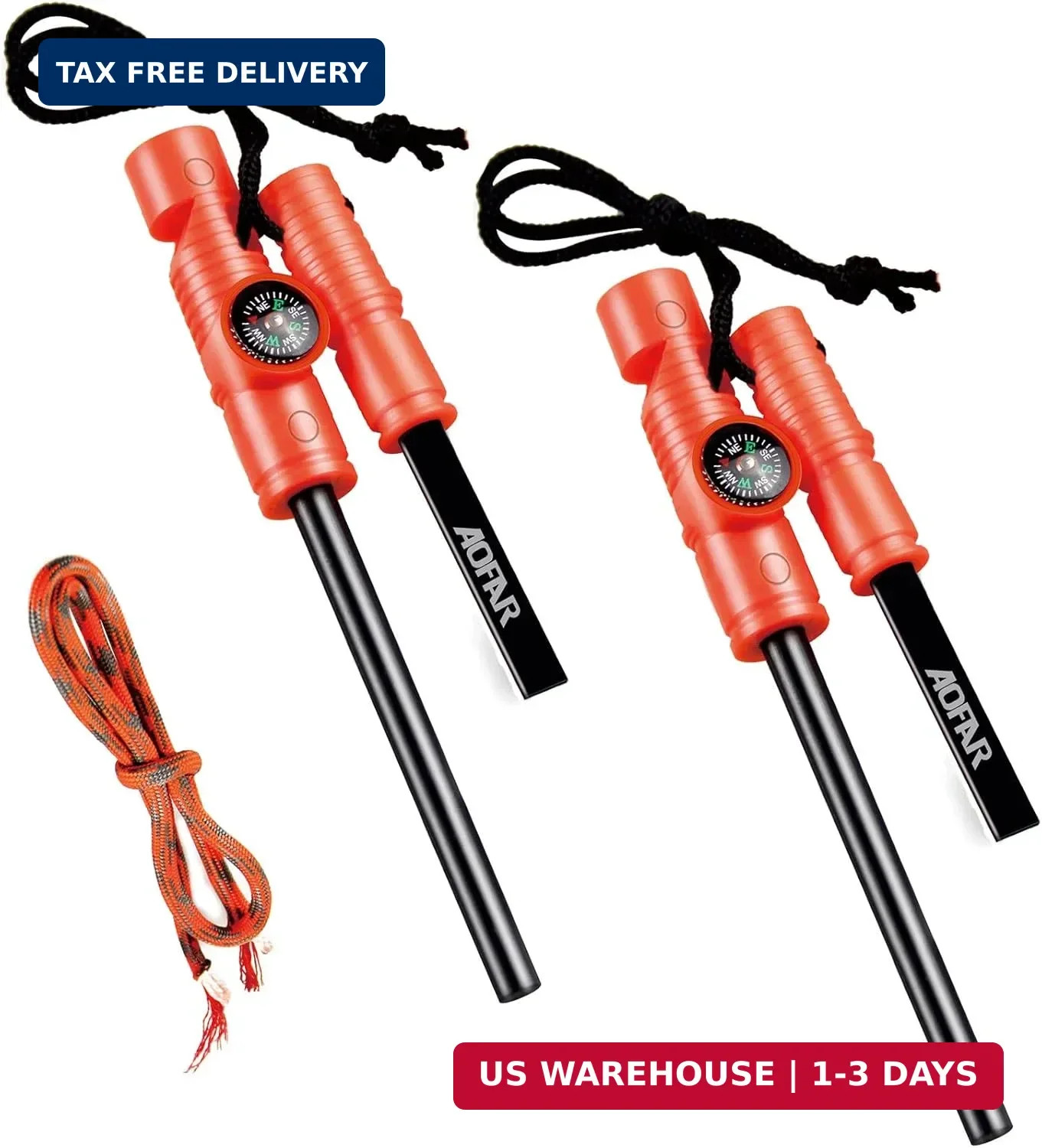 Fire Starter AF-381/AF-381plus Fire Steel with Paracord and Whistle for Ca