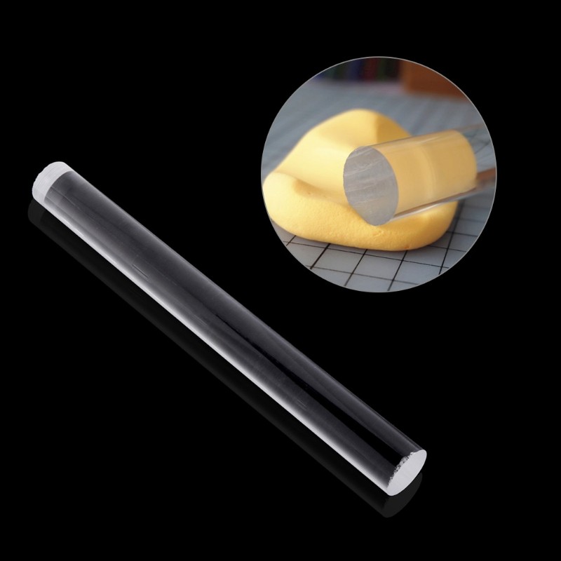 Transparent Acrylic Solid Roll Clay Rolling Pin Fondant Baking Pastry Roller