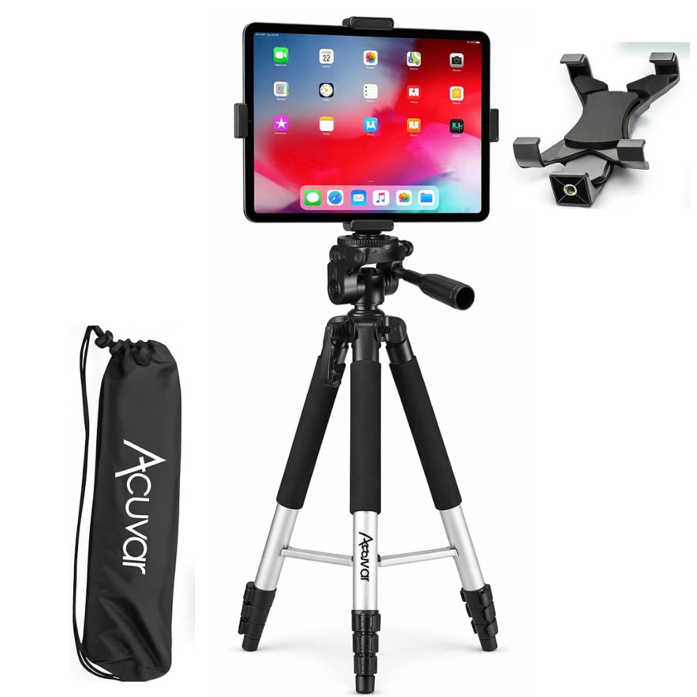 57" Tablet Floor Stand Tripod Holder Bracket Adjustable Holder For 4"-10.9" ipad