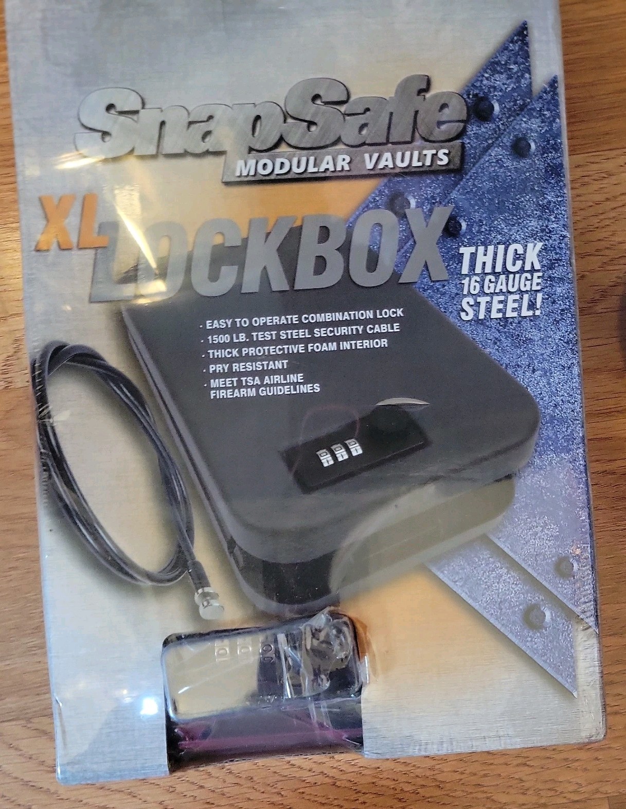 Brand New- SnapSafe Combination Lock Box X-Large (10” x 7” x 2”) Security Cable