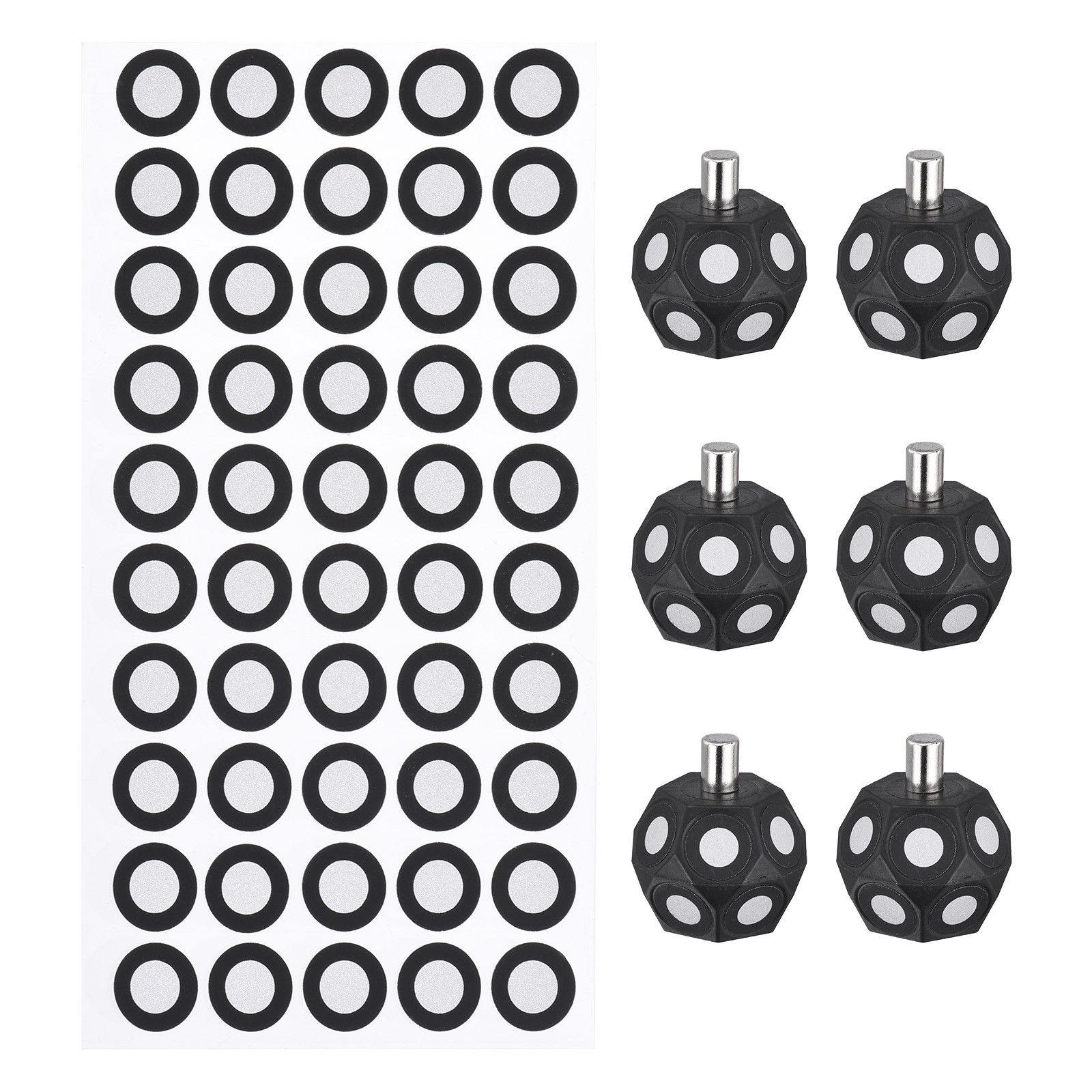 3D Scanning Markers Kit, 6Pcs 6mm Hemispherical & 200Pcs 6mm Round PET+Plastic