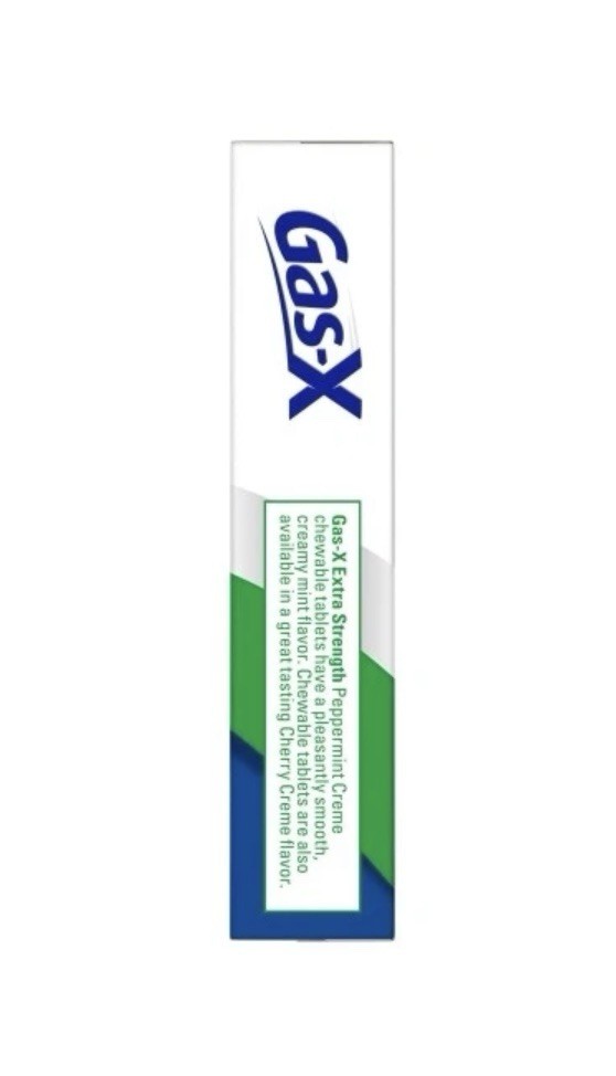 3 Pack-Gas-X Extra Strength Chewable Tablet Peppermint Creme 18 Tablets Each Box