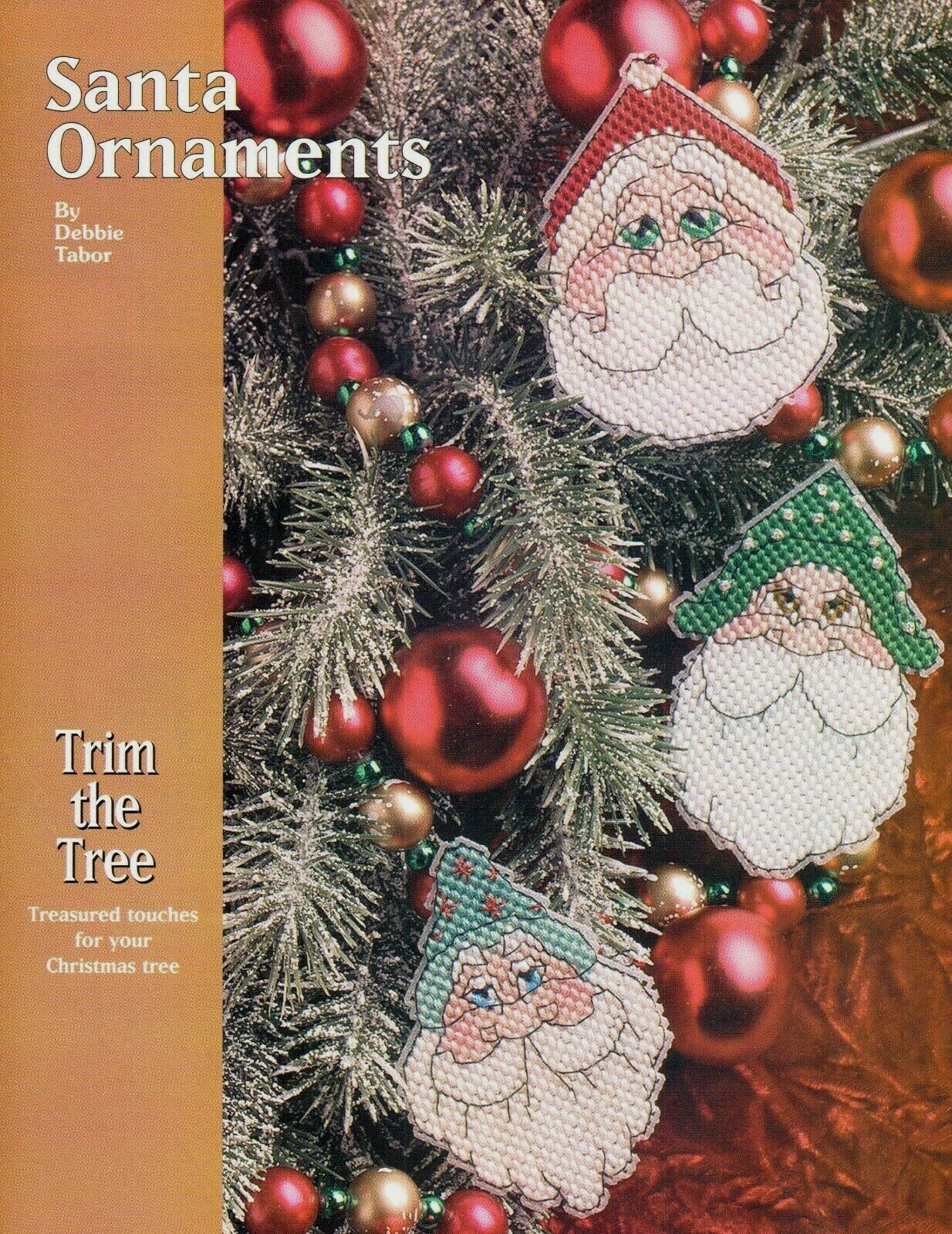 3 SANTA ORNAMENTS CHRISTMAS PLASTIC CANVAS PATTERN INSTRUCTIONS
