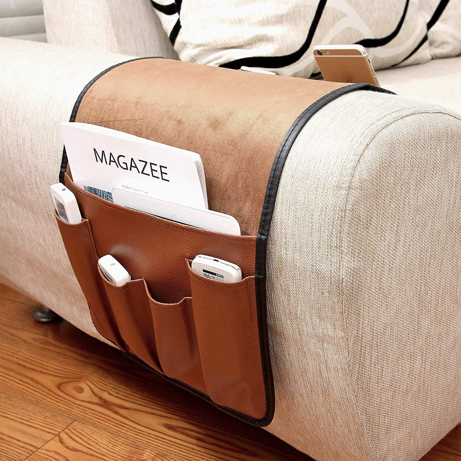 No-Slip Leather Sofa Couch Remote Control Holder Chair Armrest Caddy P...