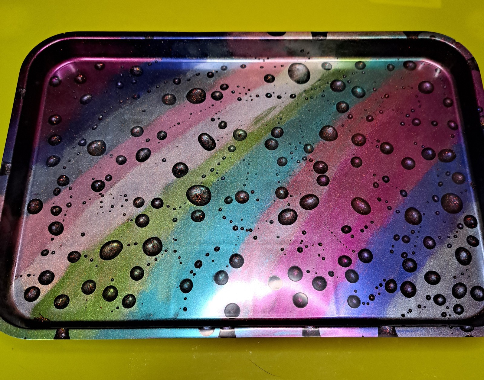 Rolling Tray – Resin Rainbow & Raindrops