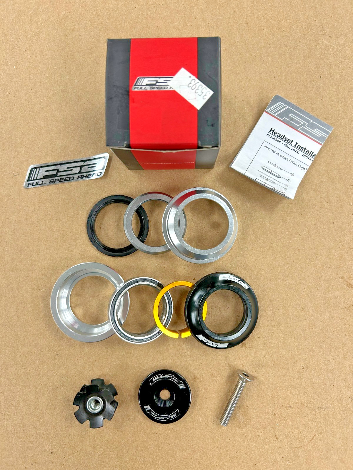 New FSA Orbit Internal Headset 1-1/8" Black Part # 101-1300