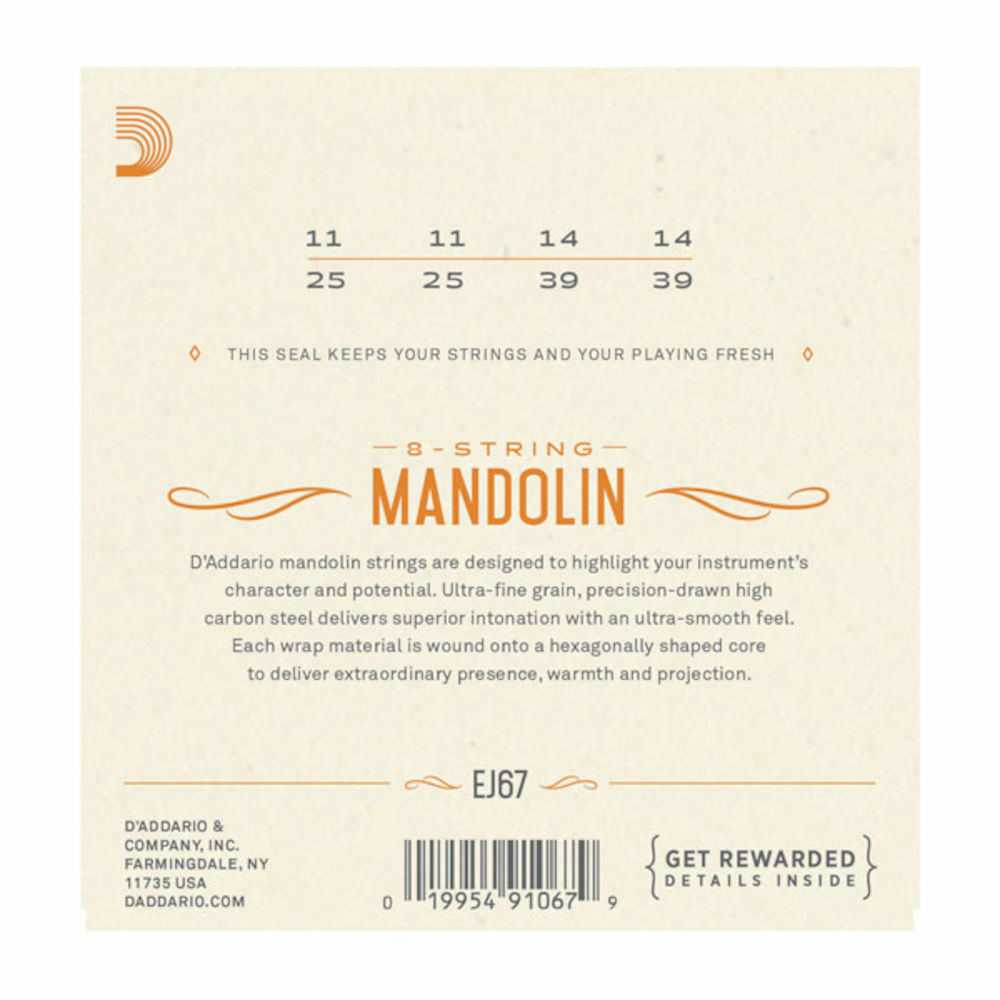 D'Addario EJ67 Nickel Mandolin, 11-39