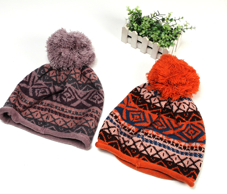 Hand knit Crochet Thick Baggy Beanie Pom Pom Warm Winter Ski Hat Soft Cap F116