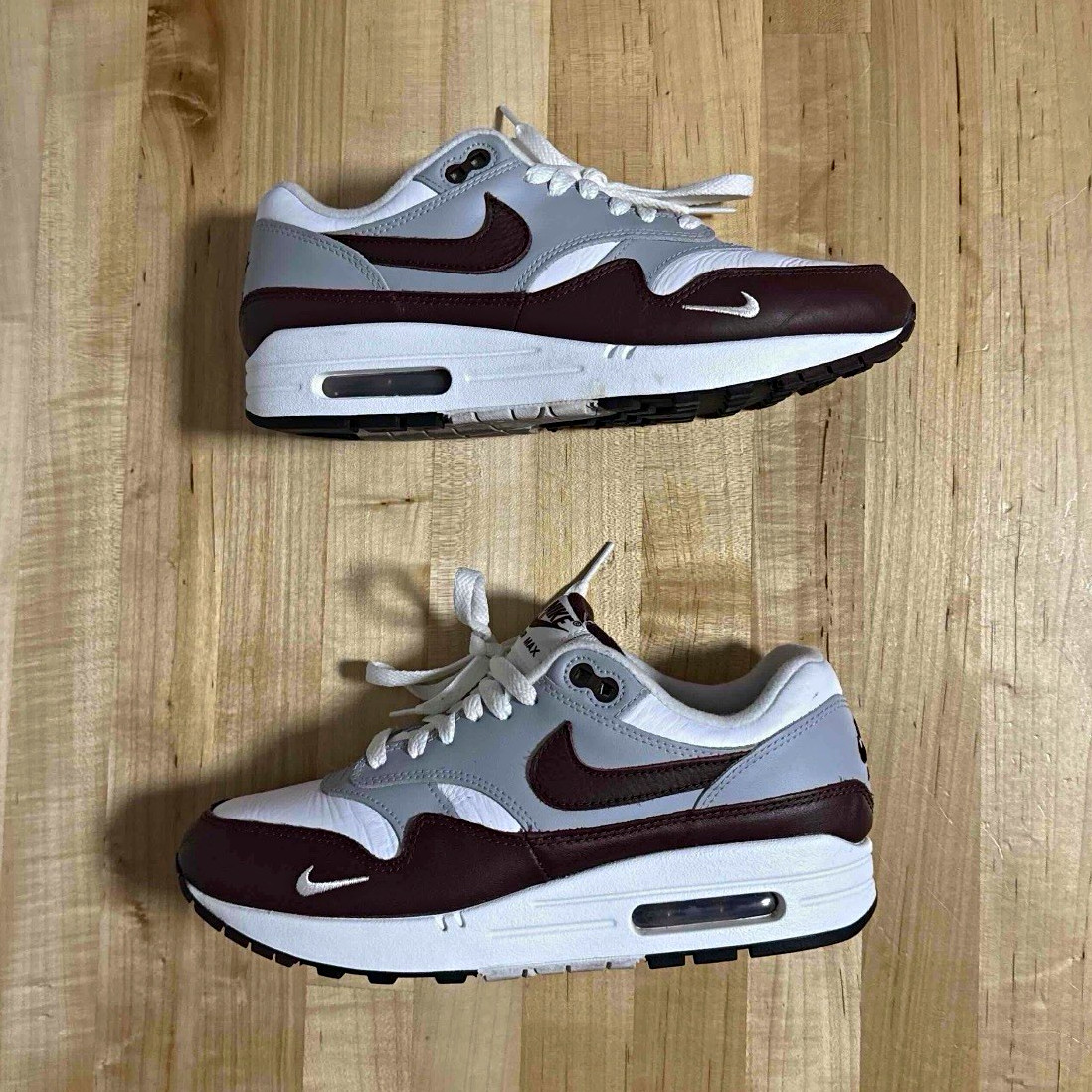 Nike Air Max 1 Premium Mystic Dates DB5074-101 White Gray Burgundy Sneaker