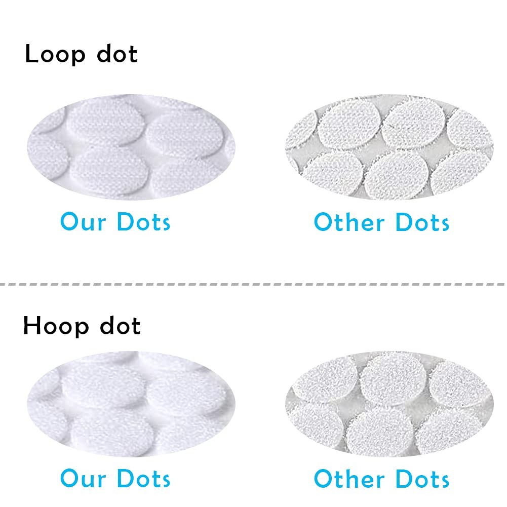 Small Adhesive Dots, 1000Pcs, Nylon Hook Loop, Classroom, White