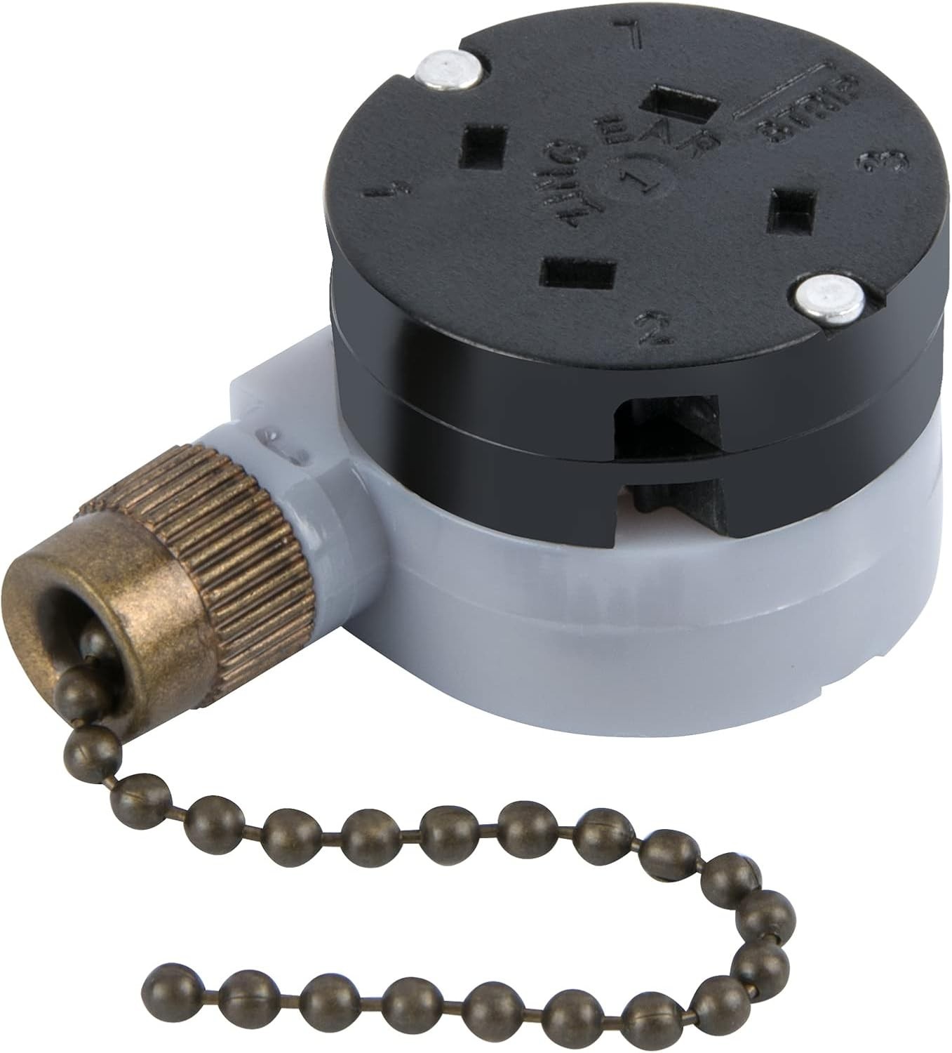 Zing Ear ZE‑208D Ceiling Fan Switch, 3‑Speed 5‑8 Wire Pull Chain, Bronze