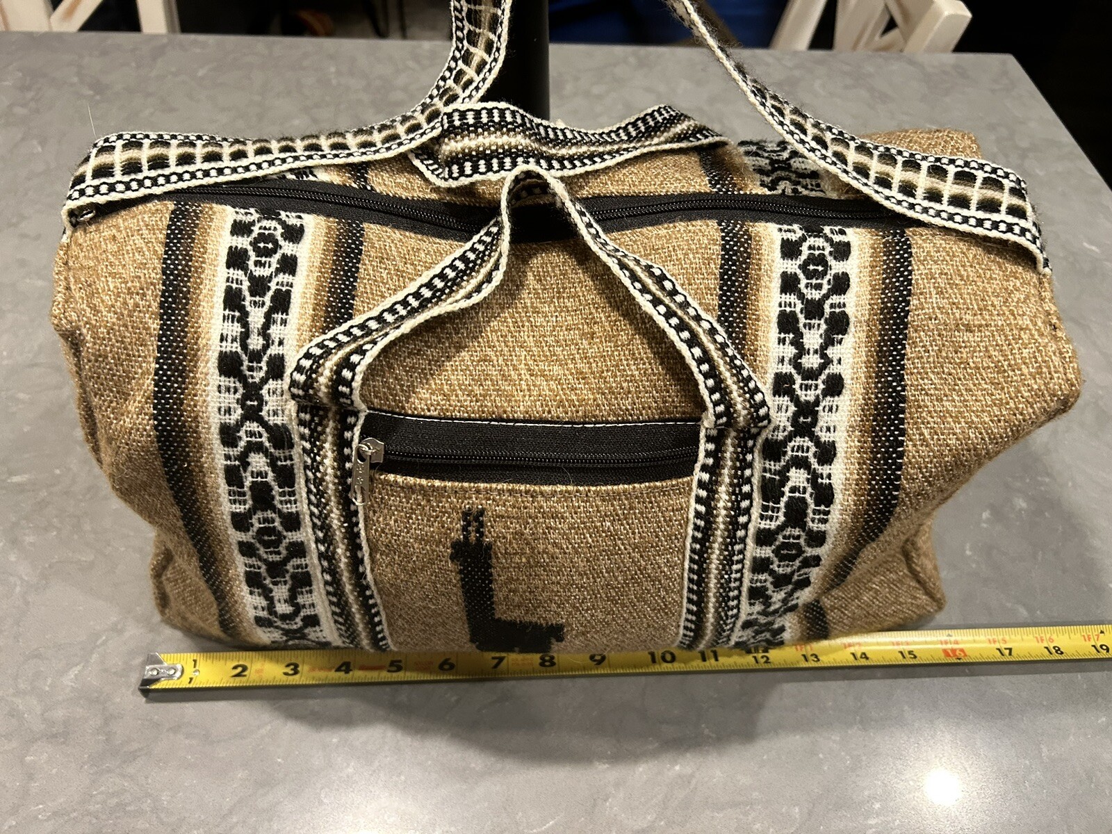 Sustainable Alpaca Wool PERUVIAN Duffle Bag With Plexiglass Inner Bottom Alpaca