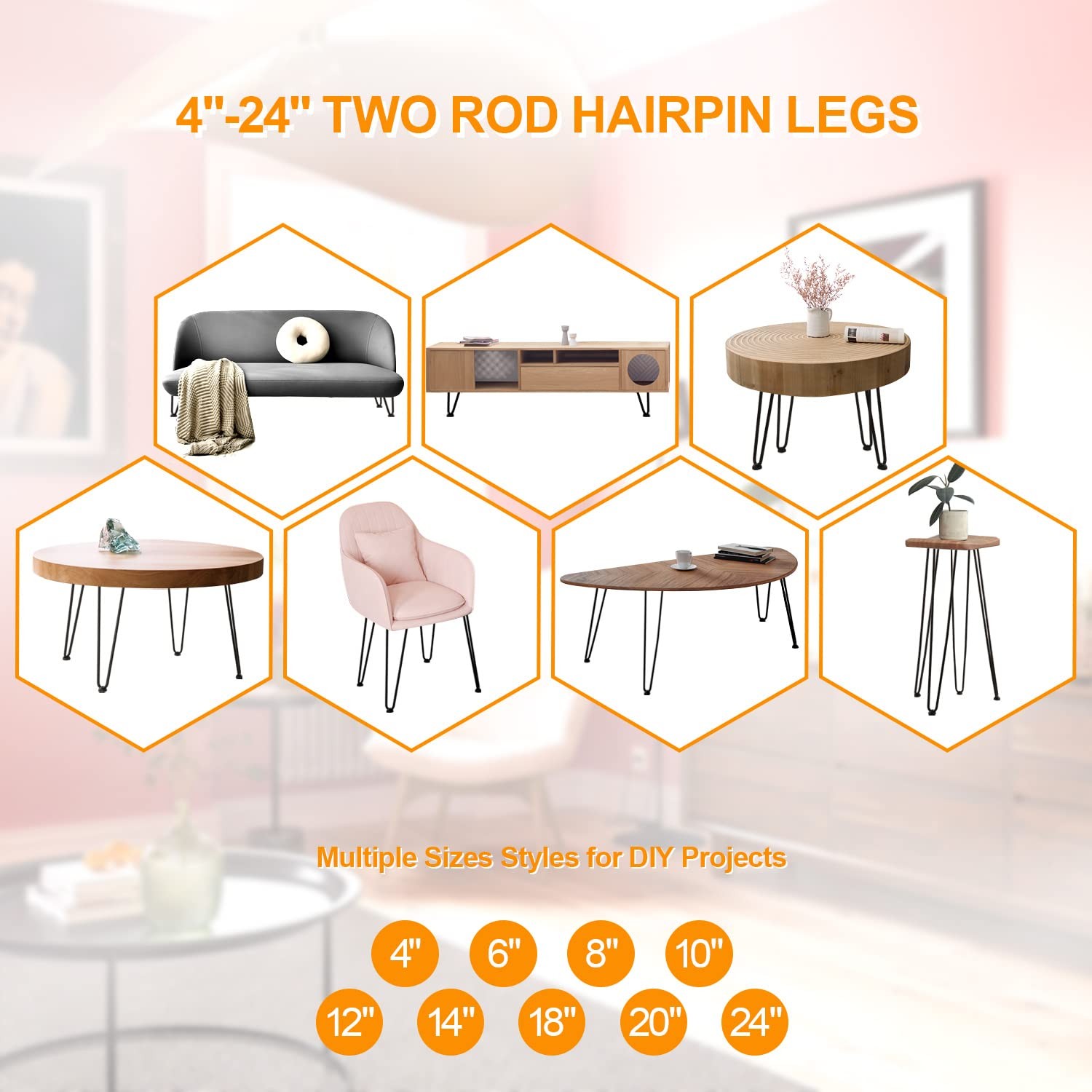 Ironalita 4 Inch Hairpin Legs for Furniture Set of 4, Heavy 4 inch, Black