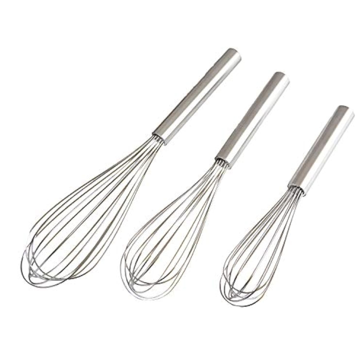 Stainless Steel Whisks with 3 Packs 8"+10"+12" Kitchen Whisk Set Kitchen Whip...