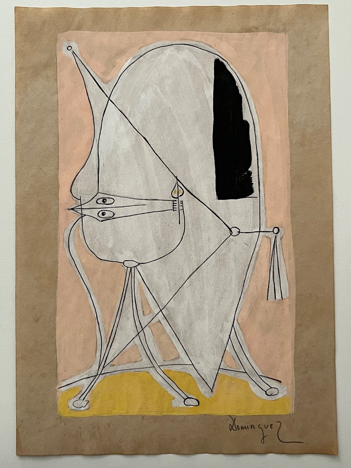 Óscar Domínguez (Handmade) Mixed Media on Paper Painting signed and stamped
