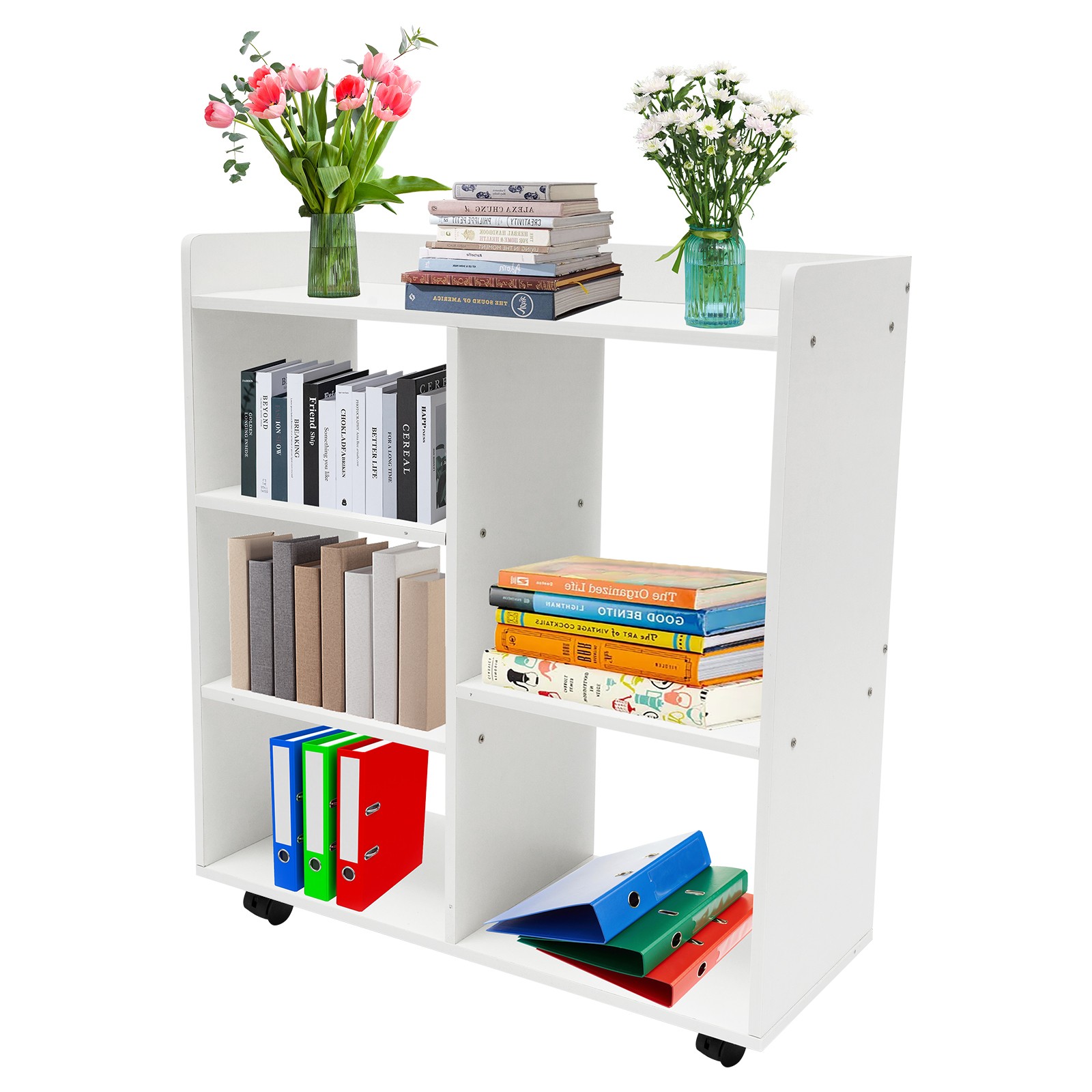 Warm White Filing Cabinet, Storage Shelf, Mobile Printer Stand