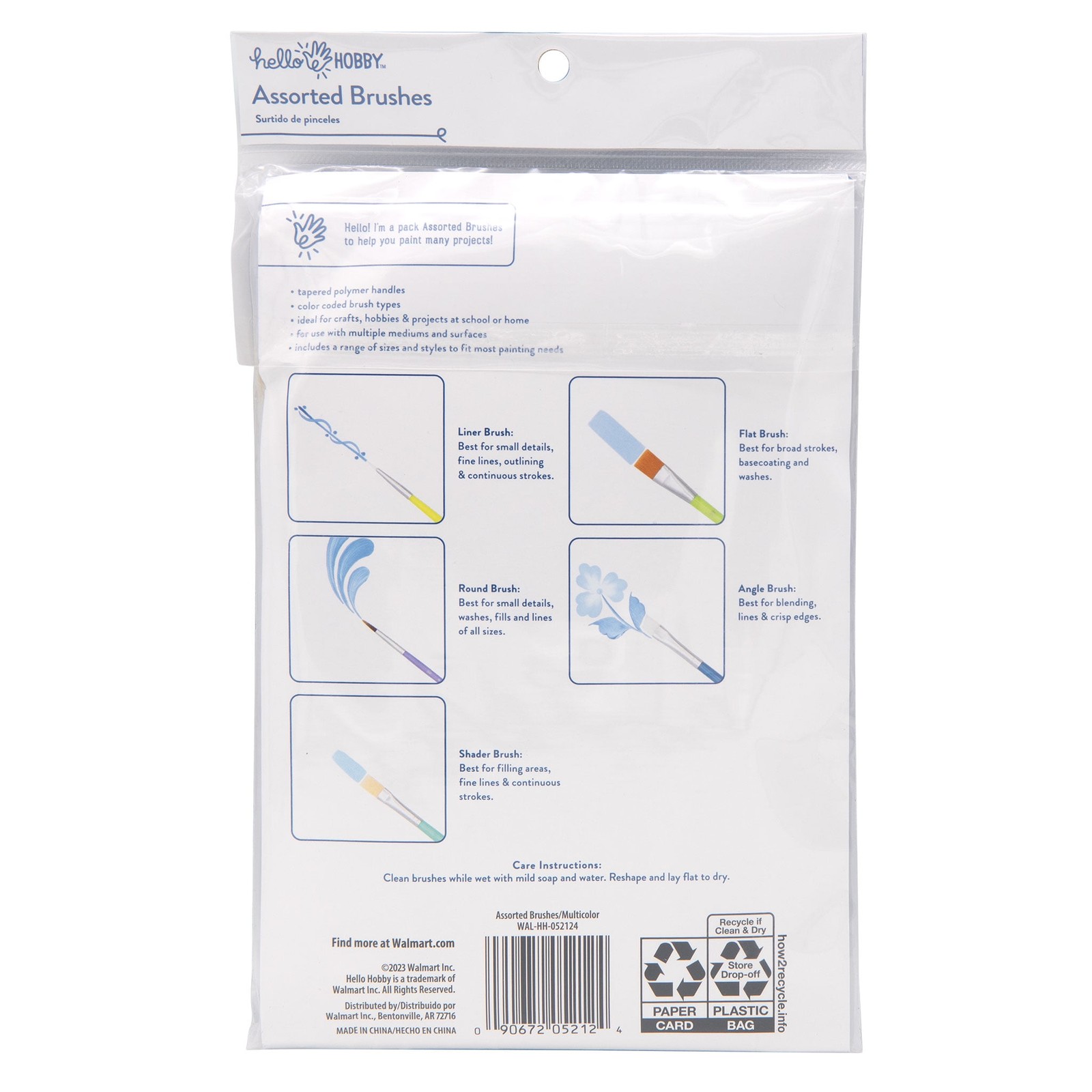 Hello Hobby Assorted Craft Paint Brush Set, 25pcs