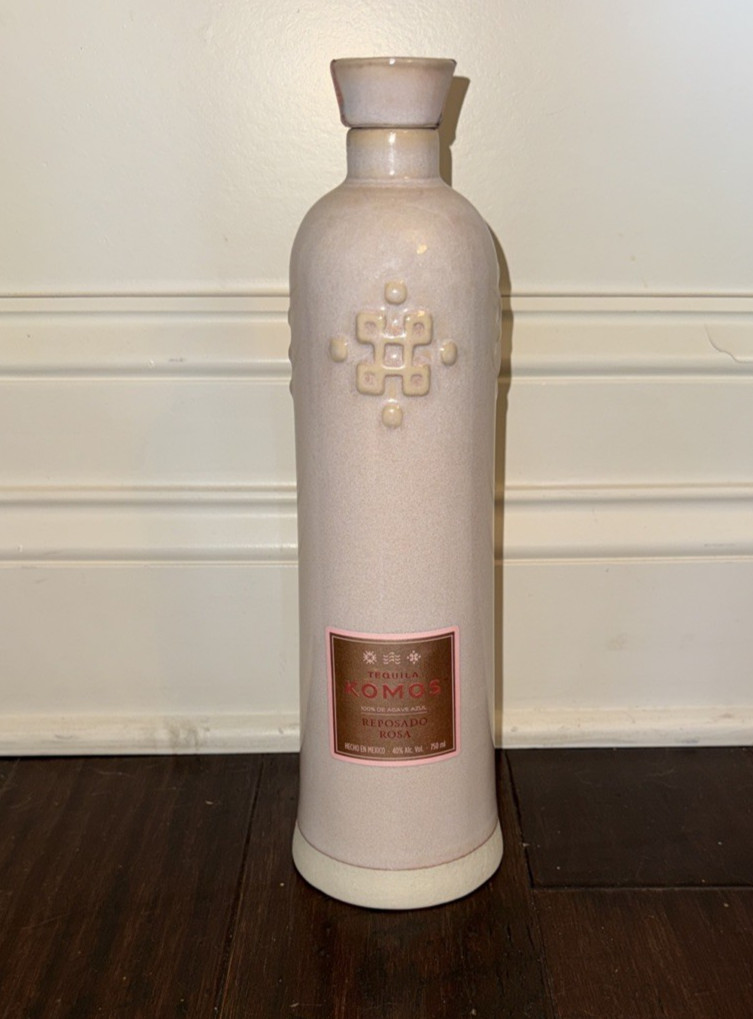 Tequila Komos Reposado Rosa Empty Porcelain Bottle 750ml, Pink Unrinsed