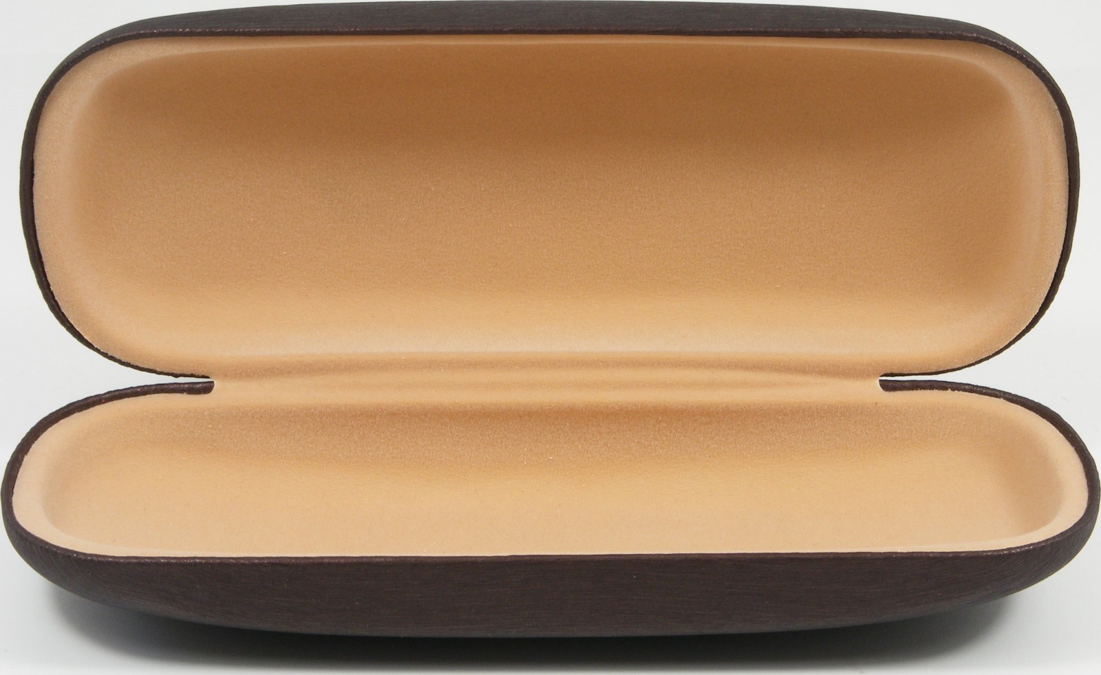 Nice Hard Clam Shell Eyeglasses Case Brown Protective Glasses w/ Cleaning Cloth