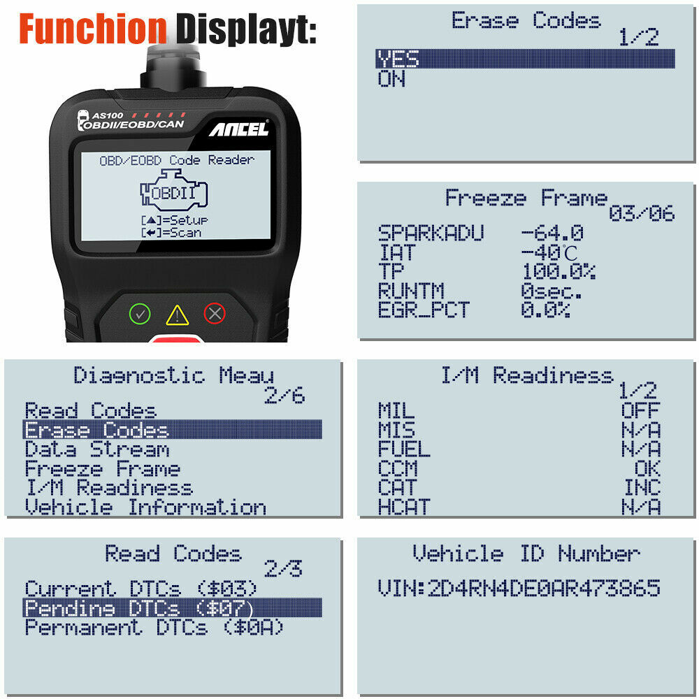 Automotive Scanner OBD2 Code Reader Engine Warning Light Reset Diagnostic Tool