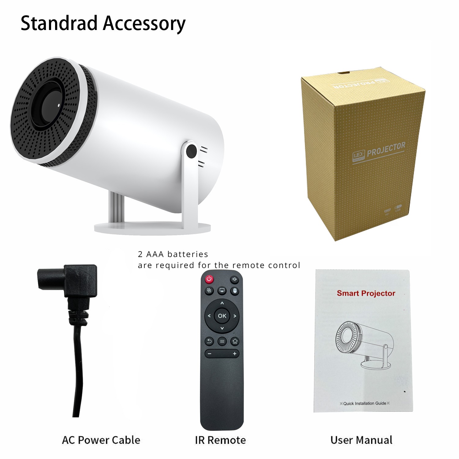 Android 12 Smart Projector WiFi 6 Portable Mini with Keystone Correction