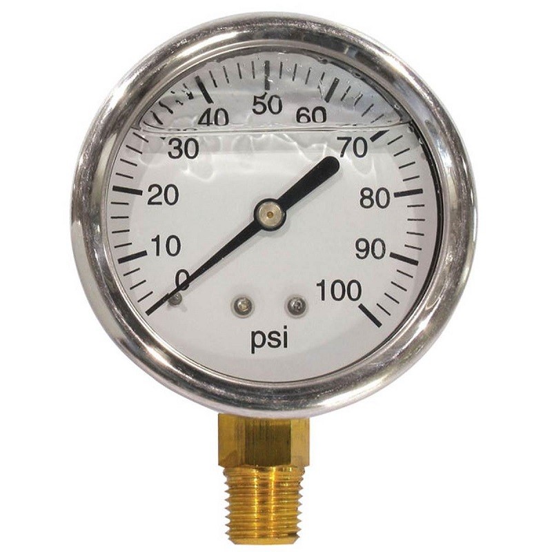 Pressure Gauge 0-100 Liquid 2-1/2" Dial SS Caseing 2241GXB100