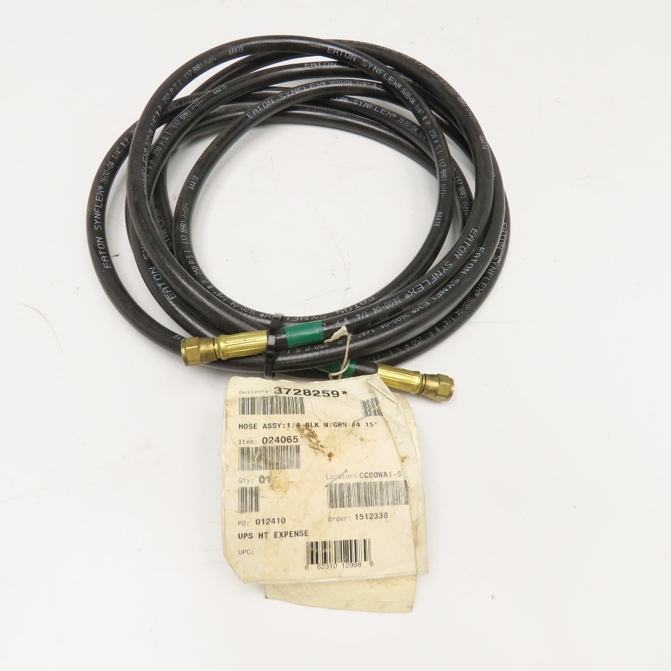 Hypertherm 024065 1/4" Black W/ Green #4 Hose Assembly 15'