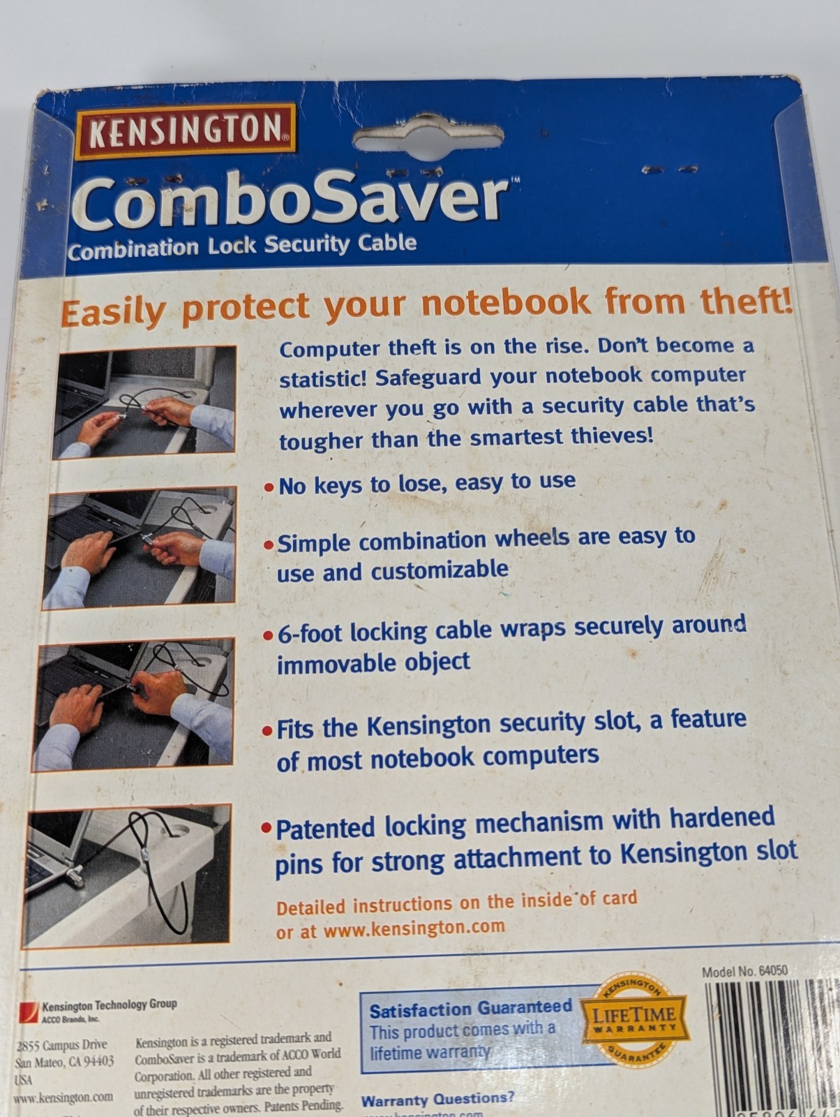 Genuine Kensington ComboSaver Sealed Combination Lock Notepad Laptop Computer
