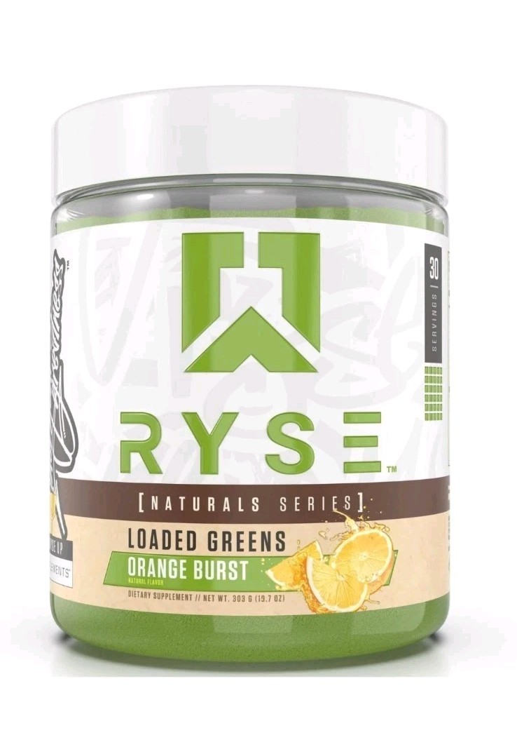 Exp10/2025 RYSE Loaded Greens Orange Burst 30 Servings Natural Series