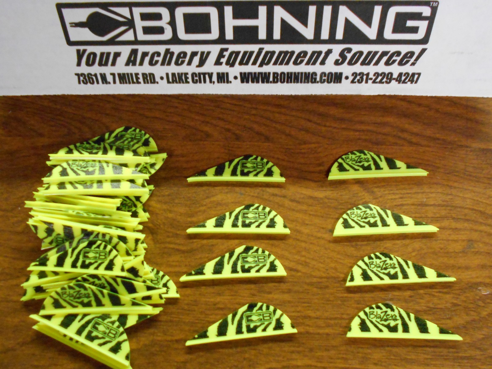 Bohning 2" Blazer Vanes, 36 Pk. Neon Yellow & Black Zebra Tiger Stripes