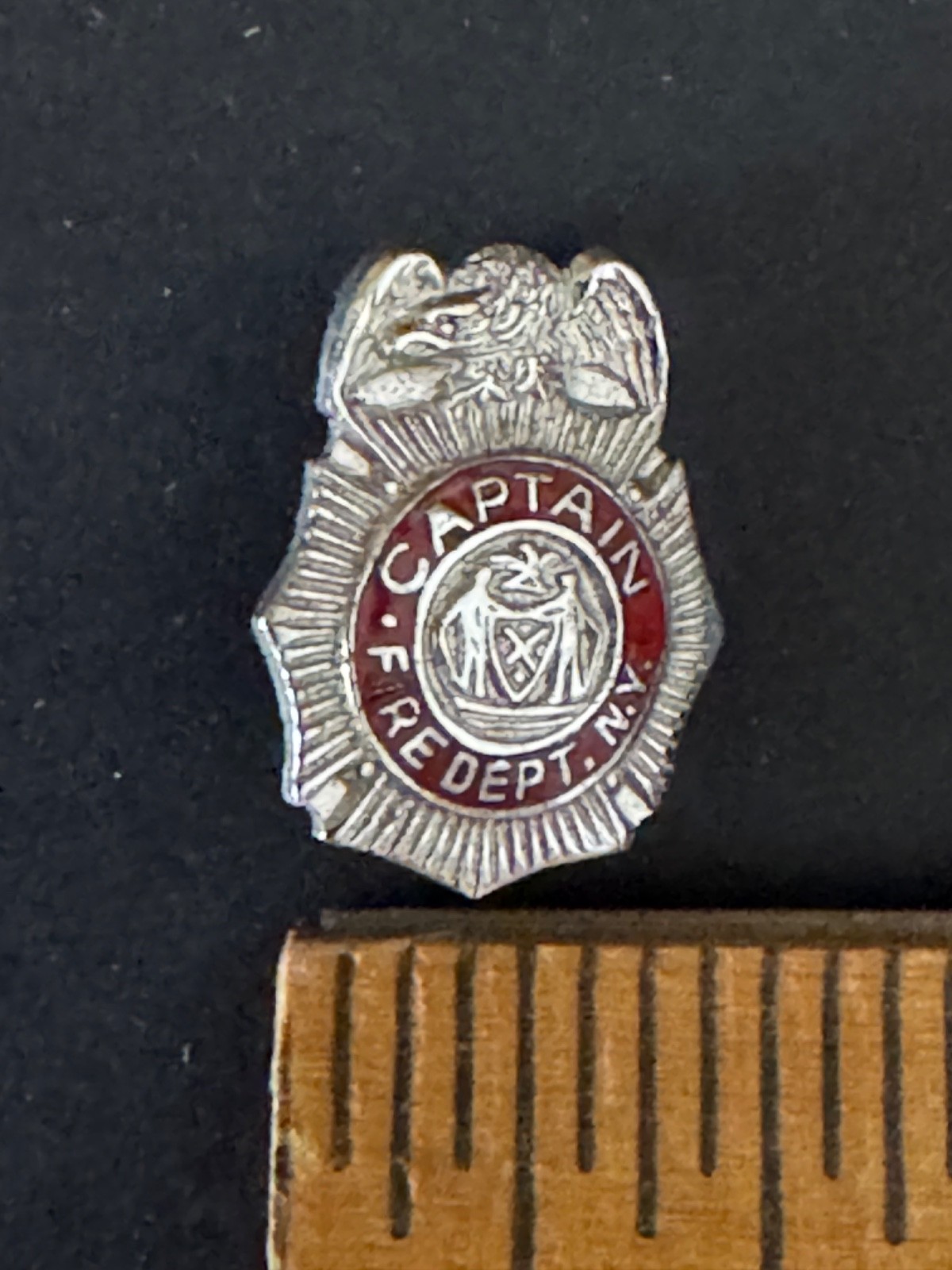 Vintage FDNY Captain Lapel Pin Badge Sterling Silver