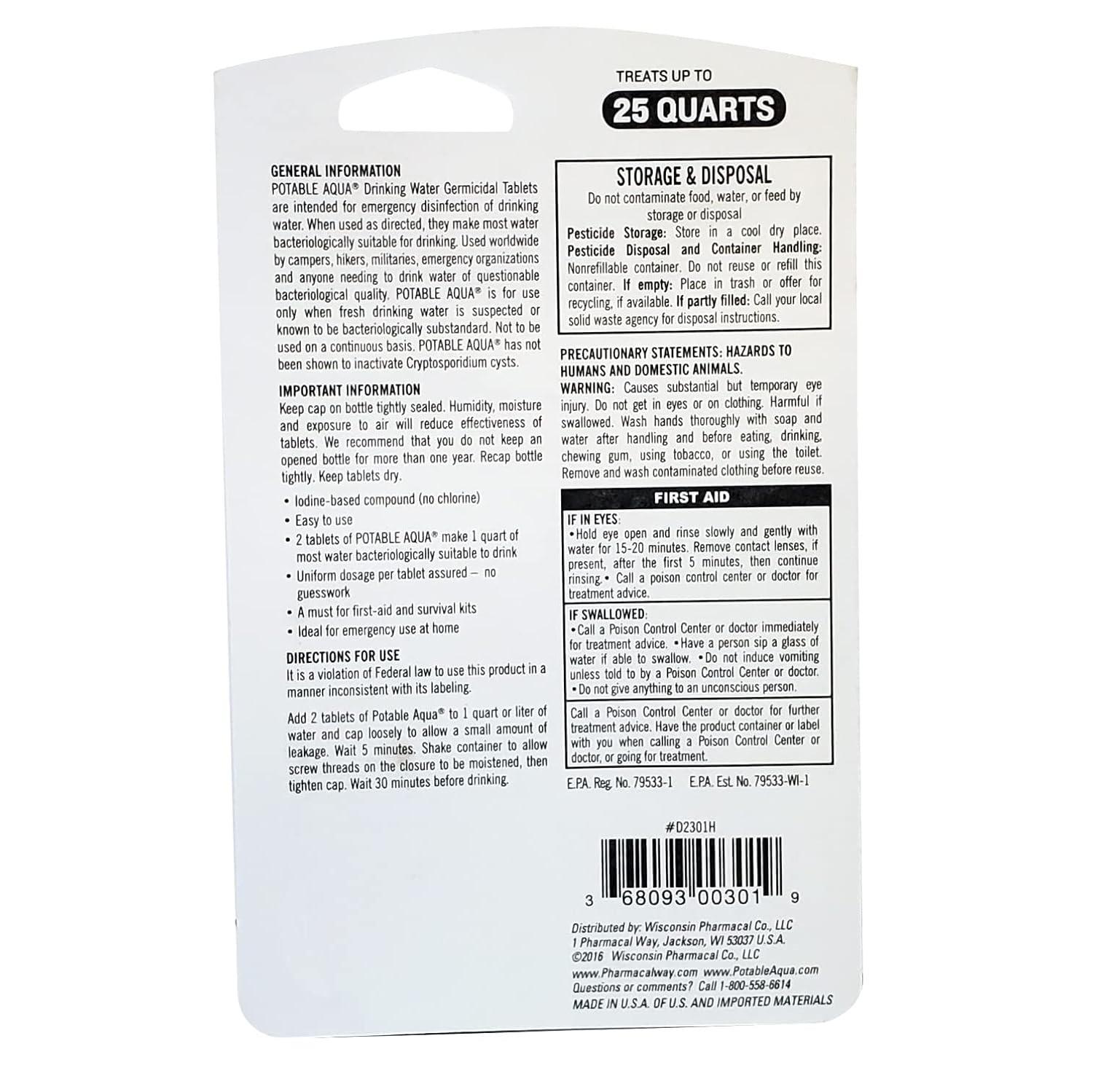 Water Purification Treatment Tablets 50 Count