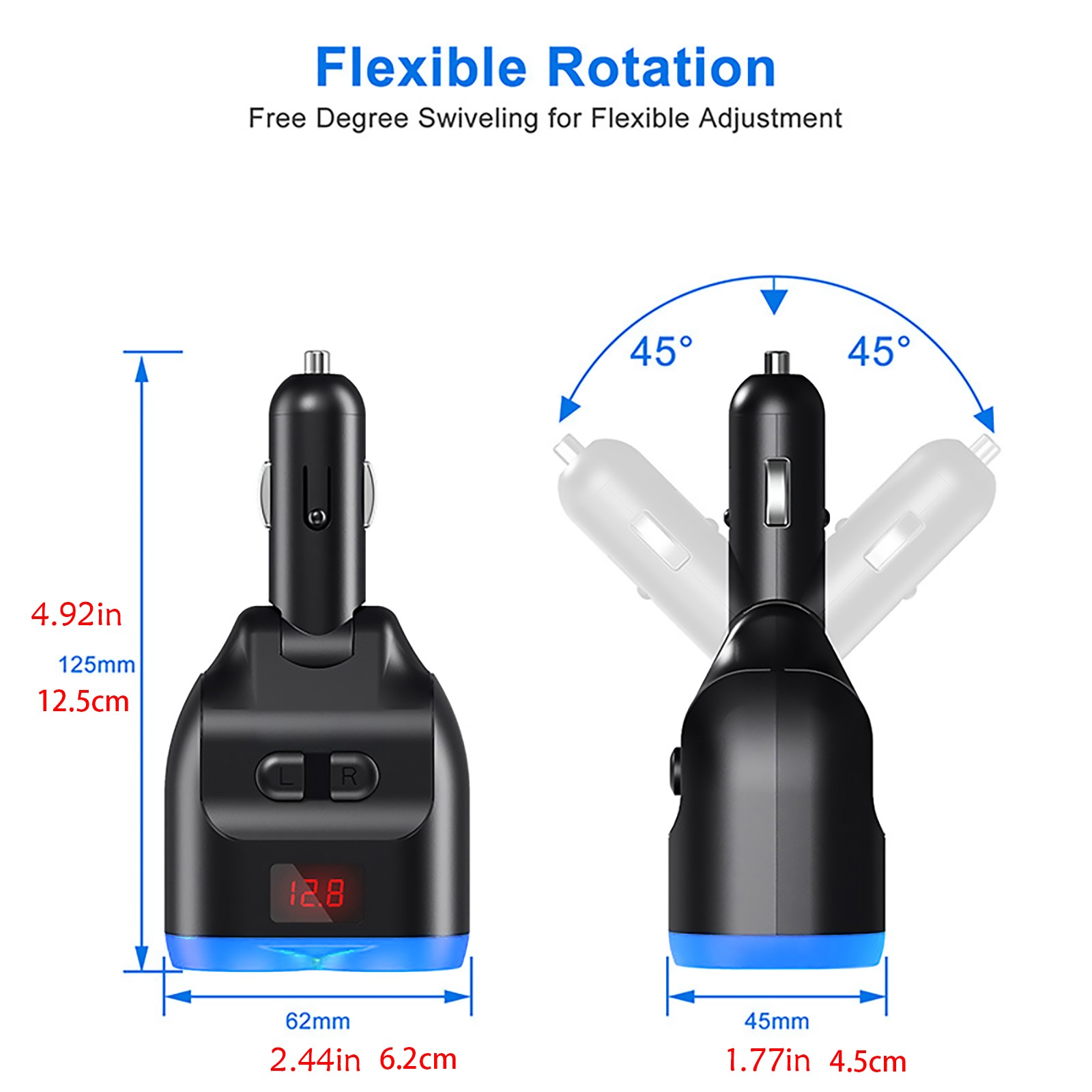 Dual USB Car Charger Power Adapter Auto LCD Fast Charger Cigarette Socket