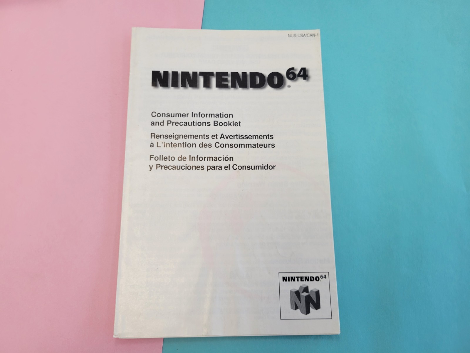 Nintendo 64 Consumer Information and Precautions Booklet NUS-USA/CAN-1