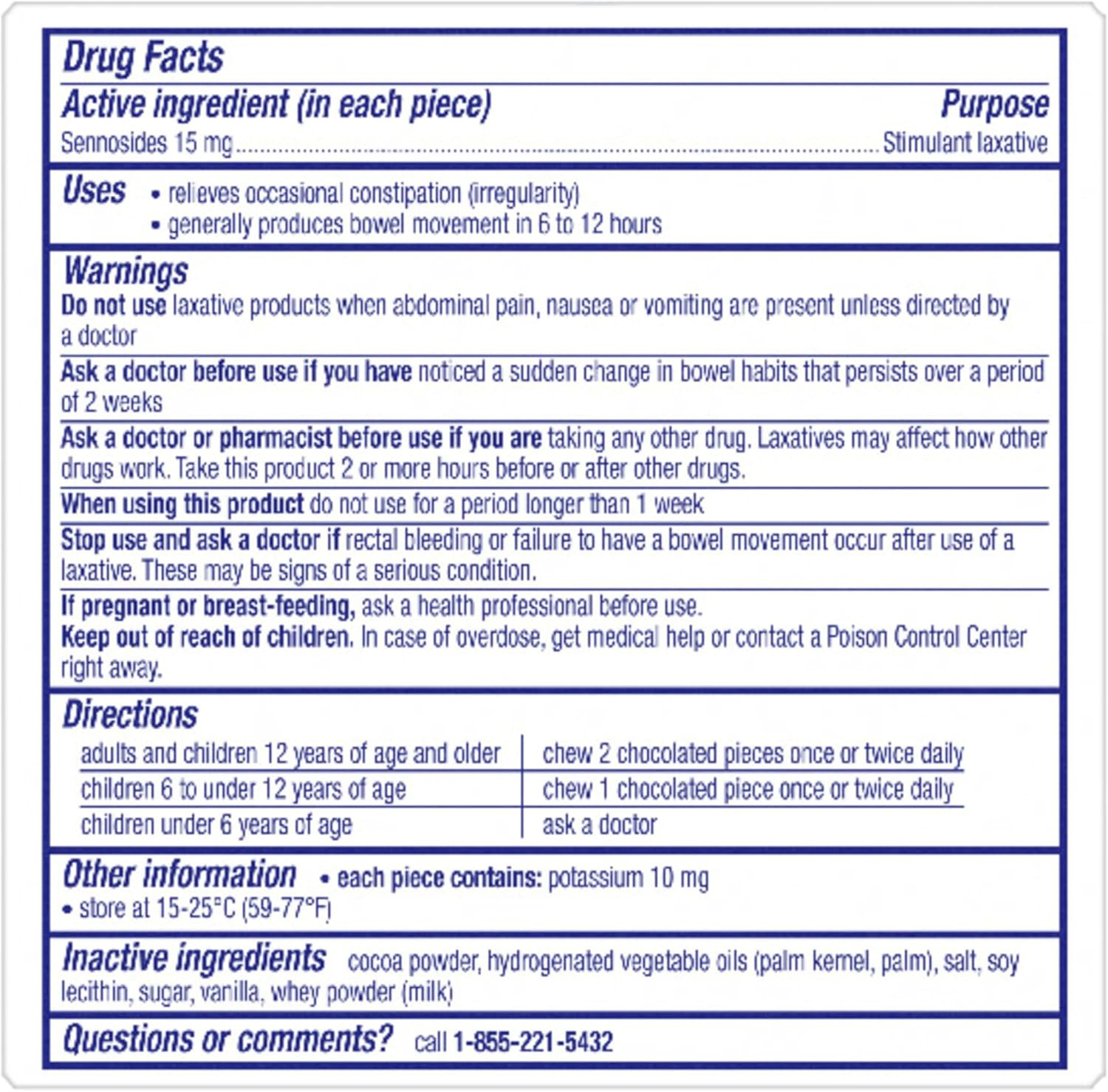 Regular Strength Chocolated Stimulant Laxative Constipation Relief Pills for Occ