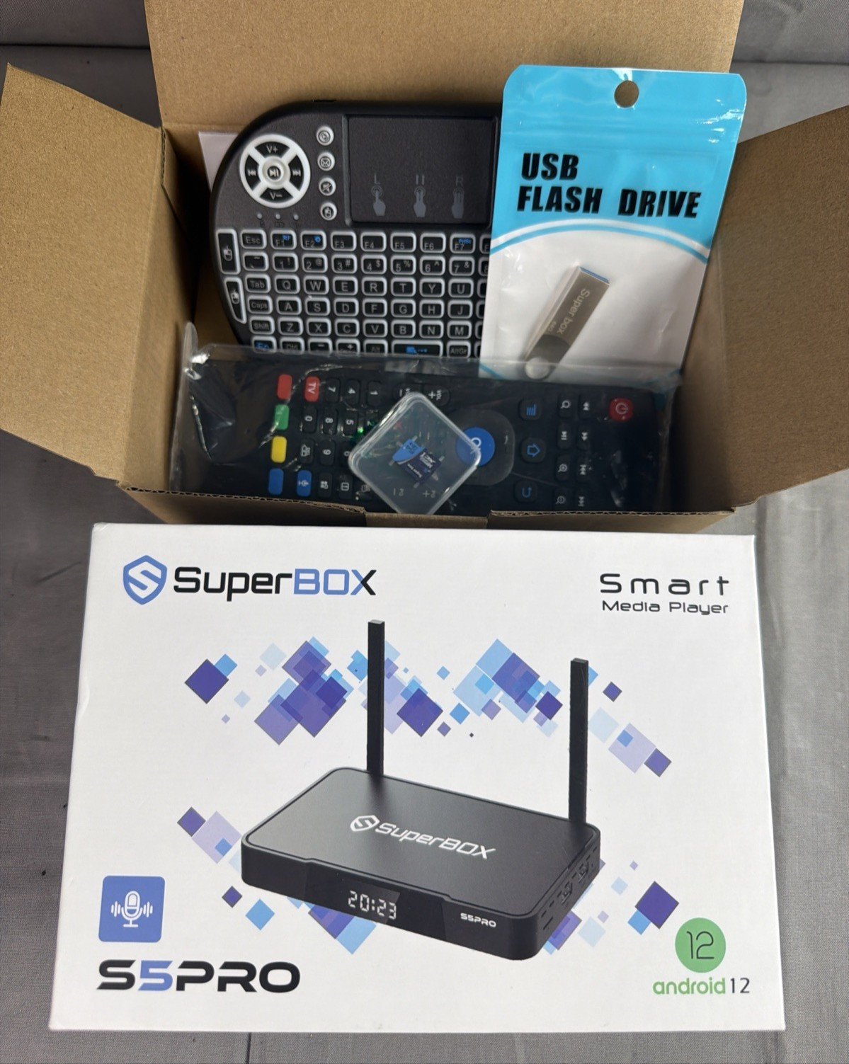 SuperBox S5 Pro Streaming TV Smart Media Player 6K WiFi BUNDLE w Remotes + 64GB
