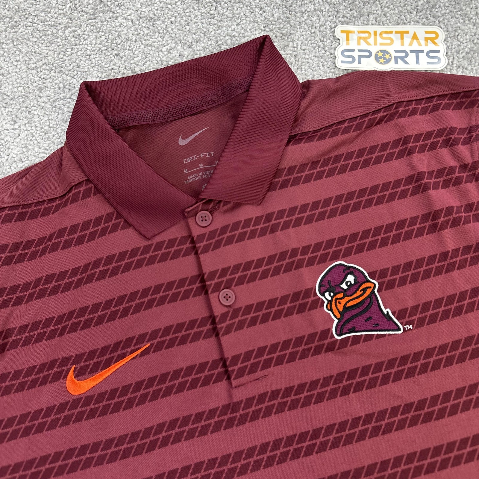 Virginia Tech Hokies Shirt Mens Medium Maroon NCAA Football Nike Dri Fit Polo