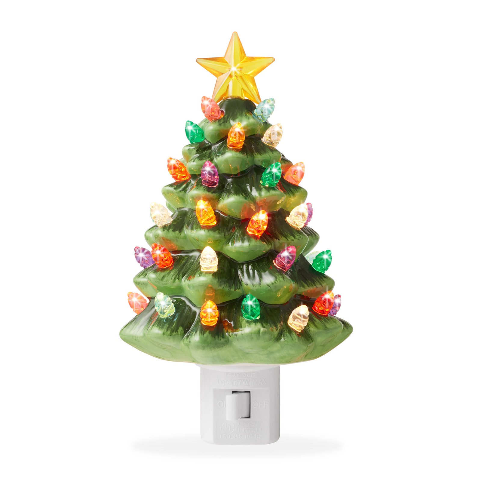 Ceramic Green Christmas Tree Plug-in Decorative Night Light