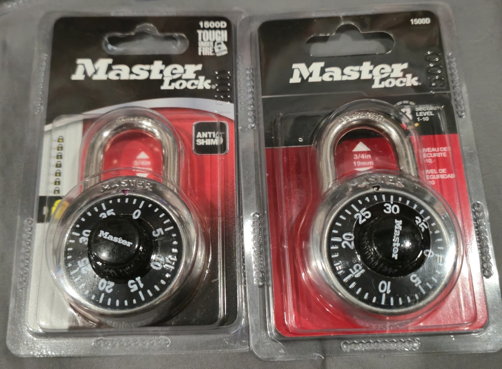 Master Lock Combination Padlocks 1500D Steel Not Resettable Set of 2