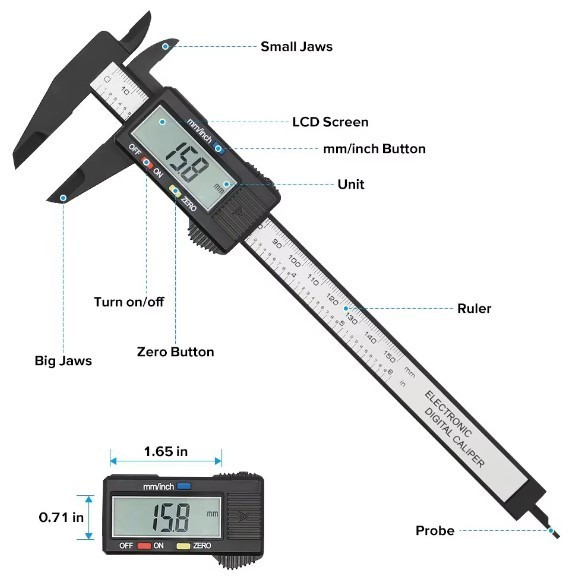 Digital Caliper Micrometer LCD Gauge Vernier Electronic Measuring Tool