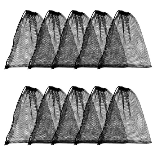 10pcs Mesh Drawstring Bag 10 x 12 inch Black Small Bags With Pull Rope Thicken