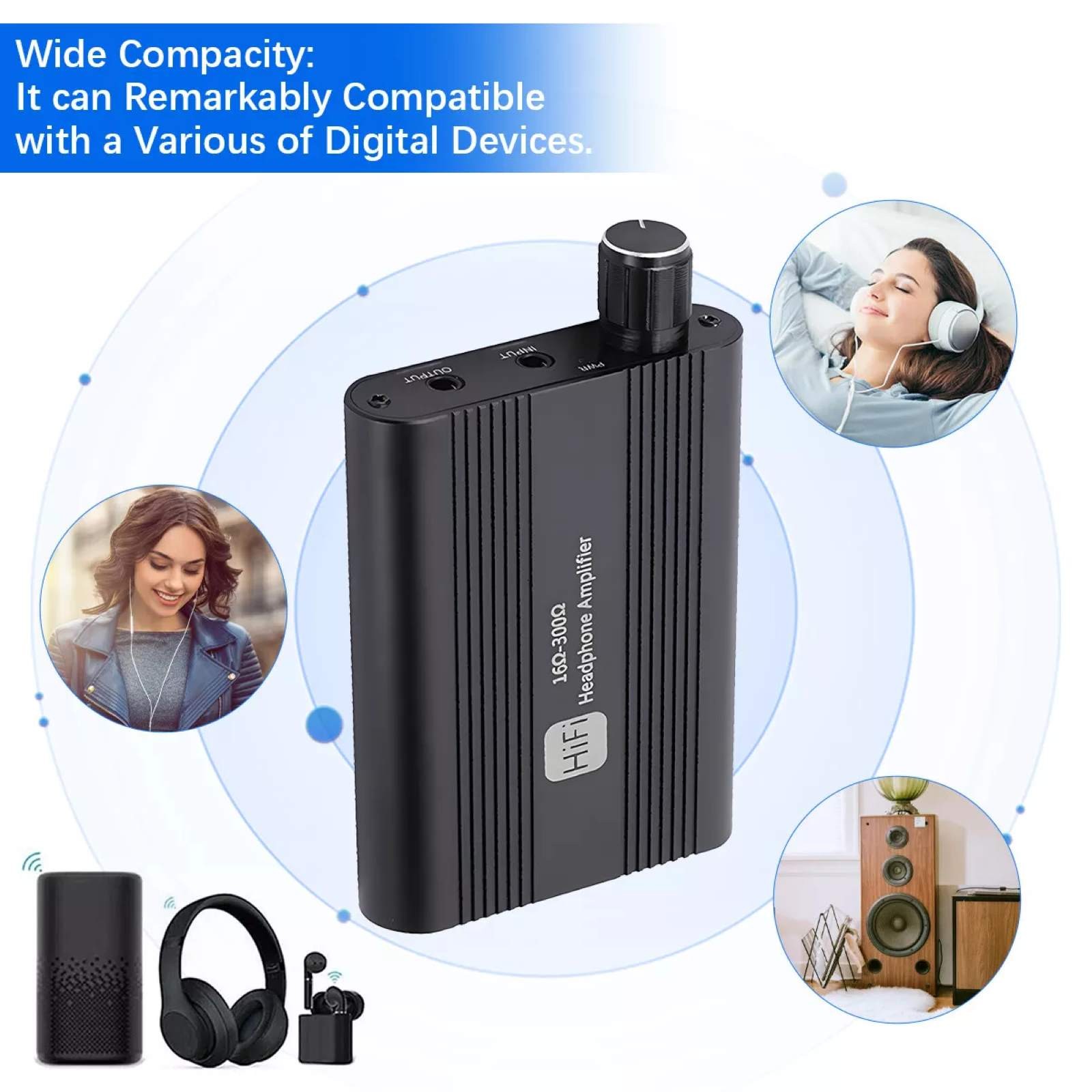 HIFI Headphone Amplifier Stereo Earphone Audio AMP For mp3/mp4, for iPhone