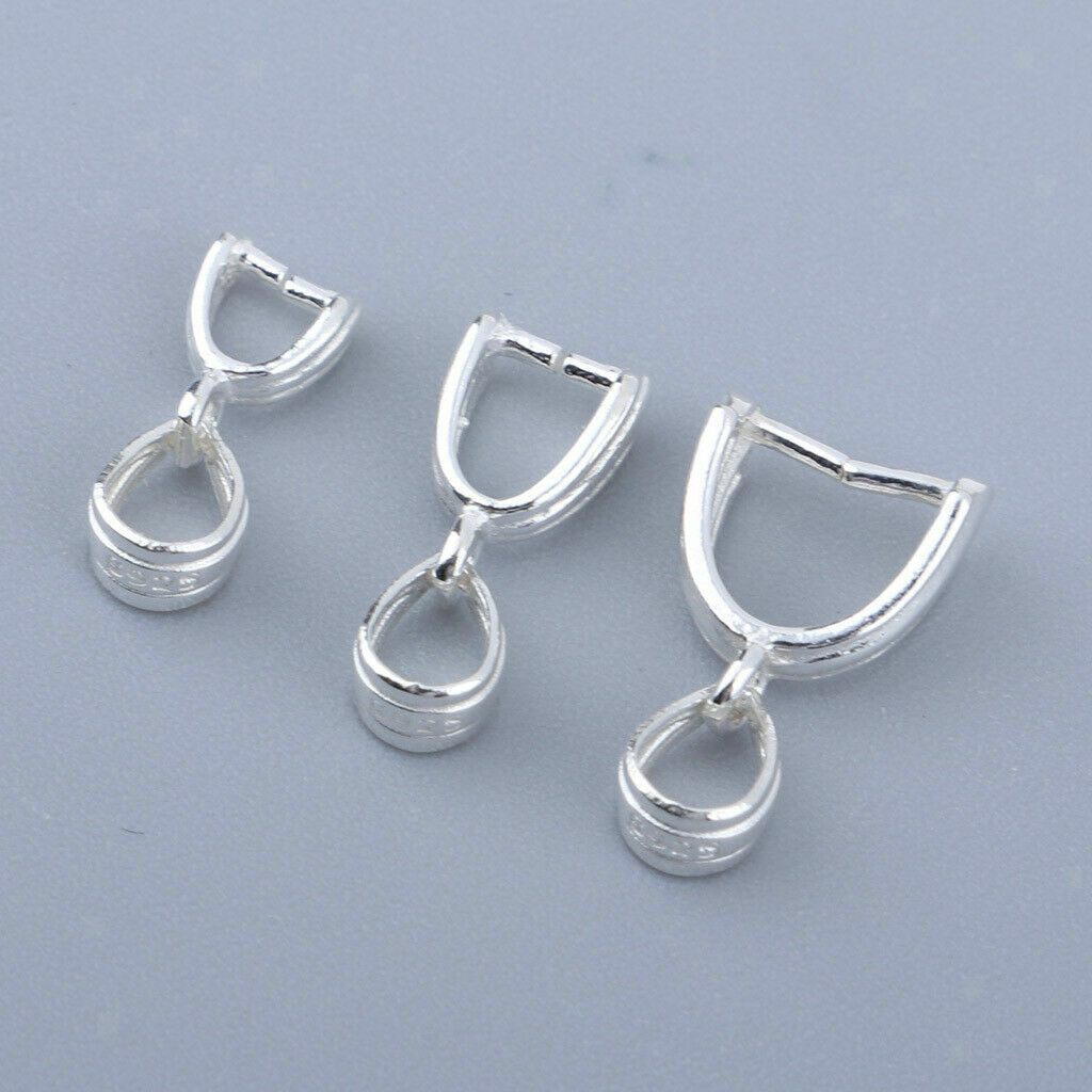 5Pcs 925 Sterling Silver Pinch Clip Bail Clasp Charm Pendant Connector DIY