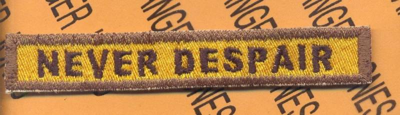 US Army 791st Armored NEVER DESPAIR Armor Tank ~4" tab patch c/e