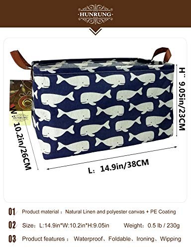 Rectangle Storage Basket Cute Canvas Organizer Bin for Pet/Children whale
