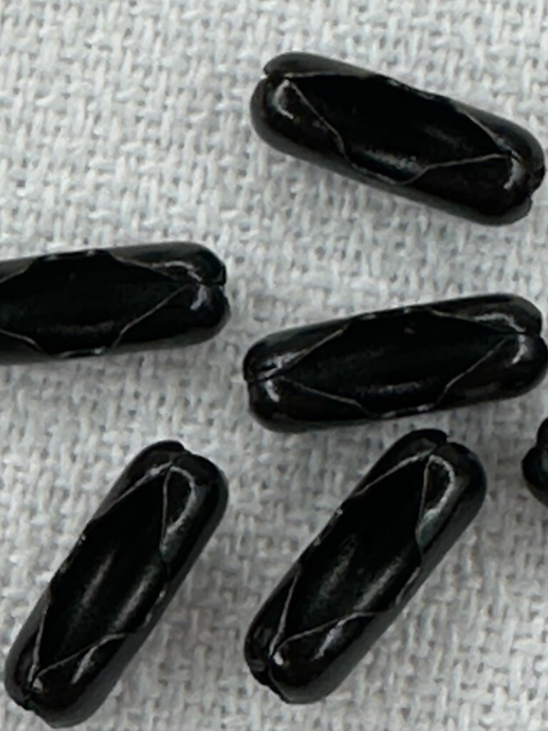 100 USA Made And Shipped #3 Black Coated Ball Chain Connectors